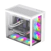 Cod. 376 Kit GAMEMAX Case Infinity White / lateral y frontal vidrio templado / doble c&aacute;mara / USB Tipo-C + USB 3.0, HD audio / sin fuente / Blanco / Incluye P/Armar 4*fans ARGB 120mm + Controlador RGB AURA Sync + CR - 2