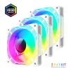Cod. V:282 Kit Ventiladores PC GAMEMAX KF300R WH / 3*FAN120mm aspa invertida / Luces ARGB / AURA 3 pin 5V, PWM 4 pines Smart control - 1