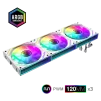 Cod. V:293 Kit Ventiladores PC GAMEMAX FN12A-S3I WH / 3*FAN120mm conectado en cadena / Luces ARGB efecto infinito 26LED (8+18 C/U) / PWM de 4 pines (M/F) / Aura 3 pin 5V (M/F) - 1