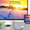 Cod. 475 Adaptador multipuertos 3en1 INS HU-352 de USB-C a 1*P/Salida HDMI 4K + 1*P/USB 3.0 + 1*P/USB-C (PD) / blanco - 3