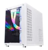 Cod. 381 Case WJCOOLMAN CA-020 White / ATX / lateral y frontal vidrio templado vista 270° / admite refrigeración líquida de 360° / USB 3.0, USB 2.0, HD audio / sin fuente /  Incluye P/Armar 4*fans ARGB 120mm + Controlador RGB AURA Sync + CR - 4