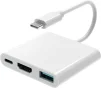 Cod. 475 Adaptador multipuertos 3en1 INS HU-352 de USB-C a 1*P/Salida HDMI 4K + 1*P/USB 3.0 + 1*P/USB-C (PD) / blanco - 1