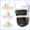 Cod. 401 Cámara Smart IMOU Cruiser Triple 11MP (2*fijas 3MP 160° + 5MP 360°) P/Exterior / Full Color 24/7 (30M) / IMOU SENSE™ / AIgo Play: persona/vehículo/ intrusiones y cruces de línea / Disuasión activa (luces roja, azul) / Audio bidireccional / Soport - 10