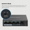 Cod. 120 Switch PoE+ Gigabit MERCUSYS MS105GP / 5 puertos 10/100/1000Mbps (4*POE+ 65W) hasta 250 m / Plug and Play / met&aacute;lico - 8