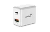 Cod. 164 Cargador de pared Genius PD-20AC 20W (Carga r&aacute;pida) / dual 2*puertos 3.0 CC 5 V/3 A (1*puerto USB-A + 1*puerto USB-C) / blanco - 1