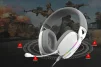 Cod. 098 Headphone MARVO Pulz 70S White (HG9086 WH) / Sonido envolvente 7.1 / Diadema Telesc&oacute;pica ajusteble / luces RGB Din&aacute;mico / Mic. omnidireccional extra&iacute;ble / Interfaz USB, Cable 2.0 m - 6