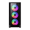 Cod. 316 Case GAMEMAX Defender TG BK/ lateral y frontal vidrios templados / 1*USB3.0 + 2*USB2.0 / Audio HD Compatible: GPU Serie RTX-40xx y enfriador CPU líquido 360 / Incluye: 4*ventiladores 12mm. ARGB - 3