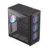 Cod. 356 Case GAMEMAX F46 BK / ATX&nbsp;/ 1*USB-C, 2*USB3.0 / frontal Mesh Optimizado P/Flujo de Aire y lat. vidrio templado&nbsp;/ admite refri. l&iacute;quida 360&deg; &amp; VGA 350mm / M&oacute;dulo I/O intercambiables / Incluye 4*Fans ARGB 120mm - 4