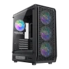 Cod. 324 Case GAMEMAX FORGE MB / lateral vidrio templado y frontal diseño parrilla ABS / 1*USB3.0 + 1*USB2.0 + 1*Tipo-C / Audio HD / Incluye: 4*ventiladores ARGB 120mm - 2