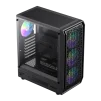 Cod. 323 Case GAMEMAX FORGE AB / lateral vidrio templado y frontal diseño parrilla ABS / 1*USB3.0 + 1*USB2.0 + 1*Tipo-C / Audio HD / Incluye: 6*ventiladores ARGB 120mm - 5