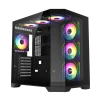Cod. 311 Case GAMEMAX HYPE-A Black / ATX / 1*USB3.0, 2*USB2.0 / vidrios templados panorámico 270° / admite tarjetas NVIDIA Serie 4000 &amp; refri. líquida 360° / Incluye 4*Fans 120mm ARGB + Controlador V5.0 ARGB HUB-PWM + CR. - 2