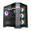 Cod. 311 Case GAMEMAX HYPE-A Black / ATX / 1*USB3.0, 2*USB2.0 / vidrios templados panorámico 270° / admite tarjetas NVIDIA Serie 4000 &amp; refri. líquida 360° / Incluye 4*Fans 120mm ARGB + Controlador V5.0 ARGB HUB-PWM + CR. - 1