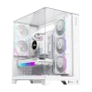 Cod. 372 Case GAMEMAX Infinity Pro WH / ATX / USB 3.0/USB-C / Dise&ntilde;o Vista Panor&aacute;mica 3 lados vidrios templados / admite: refri. l&iacute;quida 360&deg; &amp; VGA 400mm / Incluye 5*fans ARGB 120mm (2*Post., 3*Infe.) + Controlador RGB AURA Sync - 1