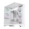 Cod. 372 Case GAMEMAX Infinity Pro WH / ATX / USB 3.0/USB-C / Dise&ntilde;o Vista Panor&aacute;mica 3 lados vidrios templados / admite: refri. l&iacute;quida 360&deg; &amp; VGA 400mm / Incluye 5*fans ARGB 120mm (2*Post., 3*Infe.) + Controlador RGB AURA Sync - 2