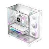 Cod. 372 Case GAMEMAX Infinity Pro WH / ATX / USB 3.0/USB-C / Dise&ntilde;o Vista Panor&aacute;mica 3 lados vidrios templados / admite: refri. l&iacute;quida 360&deg; &amp; VGA 400mm / Incluye 5*fans ARGB 120mm (2*Post., 3*Infe.) + Controlador RGB AURA Sync - 5