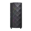 Cod. G:400 Case GAMEMAX Diamond CP BLACK / ATX / Panel frontal Efecto corte en diamante y tira LED ARGB / Diseño puerta deslizante / tapa lateral vidrio templado / USB3.0 + USB 2.0 / admite VGA 340mm / Incluye 4*Fans (1*Fan Turbo 14CM COC P/MB + 3*Fans 12 - 3