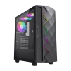 Cod. G:400 Case GAMEMAX Diamond CP BLACK / ATX / Panel frontal Efecto corte en diamante y tira LED ARGB / Diseño puerta deslizante / tapa lateral vidrio templado / USB3.0 + USB 2.0 / admite VGA 340mm / Incluye 4*Fans (1*Fan Turbo 14CM COC P/MB + 3*Fans 12 - 2