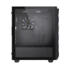Cod. G:400 Case GAMEMAX Diamond CP BLACK / ATX / Panel frontal Efecto corte en diamante y tira LED ARGB / Diseño puerta deslizante / tapa lateral vidrio templado / USB3.0 + USB 2.0 / admite VGA 340mm / Incluye 4*Fans (1*Fan Turbo 14CM COC P/MB + 3*Fans 12 - 6
