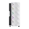 Cod. 401 Case GAMEMAX Diamond CP White / ATX / Panel frontal Efecto corte en diamante y tira LED ARGB / Diseño puerta deslizante / tapa lateral vidrio templado / USB3.0 + USB 2.0 / admite VGA 340mm / Incluye 4*Fans (1*Fan Turbo 14CM COC P/MB + 3*Fans 12CM - 3
