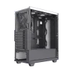 Cod. 401 Case GAMEMAX Diamond CP White / ATX / Panel frontal Efecto corte en diamante y tira LED ARGB / Diseño puerta deslizante / tapa lateral vidrio templado / USB3.0 + USB 2.0 / admite VGA 340mm / Incluye 4*Fans (1*Fan Turbo 14CM COC P/MB + 3*Fans 12CM - 9