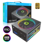 Cod. 161 Fuente de Poder GAMEMAX RGB-850 PRO BK / Modular / 850WATTS / Certificada 80+ Gold / Compatible NVIDIA Series RTX / AMD RT-RX (ATX 12V 2.31, EPS 12V 2.92) / 14CM ARGB FAN Silencioso (25 Modos de iluminación) Aura SYNC ASUS, GIGABYTE, MSI