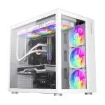 Cod. 211 Case Gaming GAMEMAX Infinity / lateral y frontal vidrio templado / doble cámara / USB Tipo-C + USB 3.0, HD audio / sin fuente / Blanco