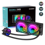 Cod. B:155  Enfriamiento Líquido CPU GAMEMAX IceChill 240V Bomba y ventiladores RGB y PWM direccionables 240mm AIO TDP 250W / compatible: Intel 13va Gen. 1700/1200/2066/2011-3/2011/1156/1155/1151/1150, AMD AM5/AM4/AM3+/AM3/AM2+/FM2