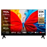 Cod. 115 Smart TV TCL 43S5K 43" QLED FHD / Google TV / HDR 10 / Diseño Slim, Bisel Metálico / 2*HDMI, 1*USB / Wi-FI + BT 5.0 / Dolby Audio / Control remoto por voz Google