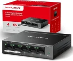 Cod. 120 Switch PoE+ Gigabit MERCUSYS MS105GP / 5 puertos 10/100/1000Mbps (4*POE+ 65W) hasta 250 m / Plug and Play / metálico