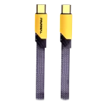 Cod. 271  Cable de Datos Pavareal Q19CTC USB-C a USB-C / 100W, PD27 W / 1 m / Trenzado plano Negro/Amarillo