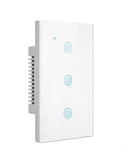 Cod. I:890 Interruptor de pared Smart Dual (WIFI + Bluetooth) DS-121JL / 3 botones táctiles / No requiere Neutro / Control por APP Smart Life o Tuya / compatible con Alexa, Google Home / Dim.: 118*72*5mm / Blanco