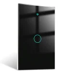 Cod. I:885  Interruptor de pared Smart WIFI WHC05 / 1 botón táctil / No requiere Neutro / Control por APP Tuya o Smart Life / compatible con Alexa, Google Home / Dim.: 120*72*7mm / negro