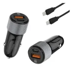 Cod. 279 Cargador P/Auto LDNIO C510Q 38W (Carga rápida) / 2*Puertos PD + QC 3.0 ( USB-C+USB-A) / Incl. Cable USB-C, 1 m