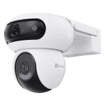 Cod. 747 Cámara Smart ext. EZVIZ H90 Dual (2K+ & 2K+) / lentes Rotaciones duales / Control un toque / Vista Nocturna Color (40m)/ 2*modos patrulla / Detección humana/vehículo IA / Co-detección Seg. automát. / Defensa activa / Audio bidireccional / spt. Mi