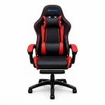 Cod. 1205 Silla Gamer Potenzza Black/Red / Almohada cabeza y zona lumbar / reclinable 120º / Rotación 360° / Reposapiés retráctil