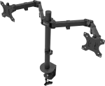 Cod. 170 Soporte de Escritorio para 2 monitores KLIPXTREME KPM-310 de 13 a 32" / rotación de 360° / Inclinación de movimiento completo 90° / Ajustable en mesa / Compatible VESA: 75x75 y 100x100 / black