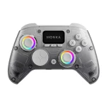 Cod. 080 Gemepad Monka Strike GT-86 / Tri-mode (Wireless 2.4G + Bluetooth® 5.3 + Cable USB-C) / Bat. 1000 mAh / vibración dual / Sensor de mov. 6 eje / Joysticks y gatillos efecto Hall, RGB y pantalla LCD / (M1/​​M2/N1/N2 Programables) / Compatible: PS4,