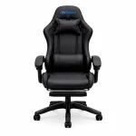 Cod. 1202 Silla Gamer Potenzza Black / Almohada cabeza y zona lumbar / reclinable 120º / Rotación 360° / Reposapiés retráctil