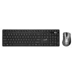 Cod. 288 Kit Genius Wireless KM-8216S, Teclado + Mouse óptico 6 bot. 1600DPI / 2.4GHz / Silencioso / AI Copilot / 12 teclas de función (8 audio, 4 Internet) / Español / Black