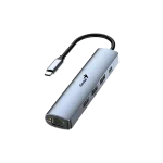 Cod. 374 Hub Multipuertos Genius UH-545 5 en 1 / Interfaz: USB-C a 1*Ethernet RJ45 (Gigabit), 3*USB-A 3.0 (datos), 1*USB-C PD (carga) / Compatible: Windows®, Mac OS, Android, Apple IOS / Plug & play