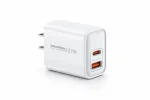 Cod. C:276 Cargador de pared Pavareal K58 de 27W (Carga rápida) / 2*Puertos, DC 5V/3A (1*USB-A + 1*USB-C)