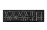 Cod. G:246 Teclado Genius SlimStar 820 / Retroiluminado blanco / AI Copilot / 19 teclas anti-efecto fantasma / 12 Teclas FN (8*audio, 4*Internet) / USB, cable 1.8 m