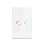 Cod. 889 Interruptor de pared Smart WIFI WHC06 WH / 2 botones táctiles / No requiere Neutro / Control por APP / compatible con Alexa, Google Home / Dim.: 120*72*7mm / blanco