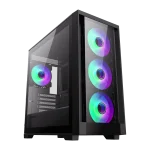 Cod. 316 Case GAMEMAX Defender TG BK/ lateral y frontal vidrios templados / 1*USB3.0 + 2*USB2.0 / Audio HD Compatible: GPU Serie RTX-40xx y enfriador CPU líquido 360 / Incluye: 4*ventiladores 12mm. ARGB