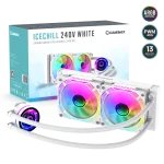 Cod. B:166 Enfriamiento Líquido CPU GAMEMAX IceChill 240V White / Bomba y ventiladores RGB y PWM direccionables 240mm AIO TDP 250W / compatible: Intel 1700/1366/2011/1851 y AMD AM5/AM4