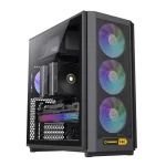 Cod. 356 Case GAMEMAX F46 BK / ATX / 1*USB-C, 2*USB3.0 / frontal Mesh Optimizado P/Flujo de Aire y lat. vidrio templado / admite refri. líquida 360° & VGA 350mm / Módulo I/O intercambiables / Incluye 4*Fans ARGB 120mm