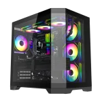 Cod. 311 Case GAMEMAX HYPE-A Black / ATX / 1*USB3.0, 2*USB2.0 / vidrios templados panorámico 270° / admite tarjetas NVIDIA Serie 4000 & refri. líquida 360° / Incluye 4*Fans 120mm ARGB + Controlador V5.0 ARGB HUB-PWM + CR.