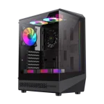Cod. 349 Case GAMEMAX Vista COC AB / ATX / USB-C, USB3.0, USB2.0 / panorámica de 262° vidrio templado / Arquitectura de refrigeración y overclocking COC 1*Turbo Fan P/MB / Incluye 5*Fans 120mm ARGB