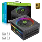 Cod. 165 Fuente de Poder GAMEMAX RGB-SMART 750 PRO (ATX3.1 PCIe5.1) BK / Full Modular / 750WATTS / Certificada 80+ Gold / Compatible ATX3.1 y PCIe5.1 (EPS 12V 2.92 P/ultima tarjetas RTX 40/50) / 14CM ARGB FAN (25 Modos de iluminación) Aura SYNC ASUS, GIGA