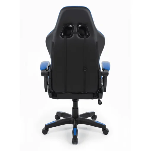 Cod. 1204 Silla Gamer Potenzza Black/Blue / Almohada cabeza y zona lumbar / reclinable 120&ordm; / Rotaci&oacute;n 360&deg; / Reposapi&eacute;s retr&aacute;ctil